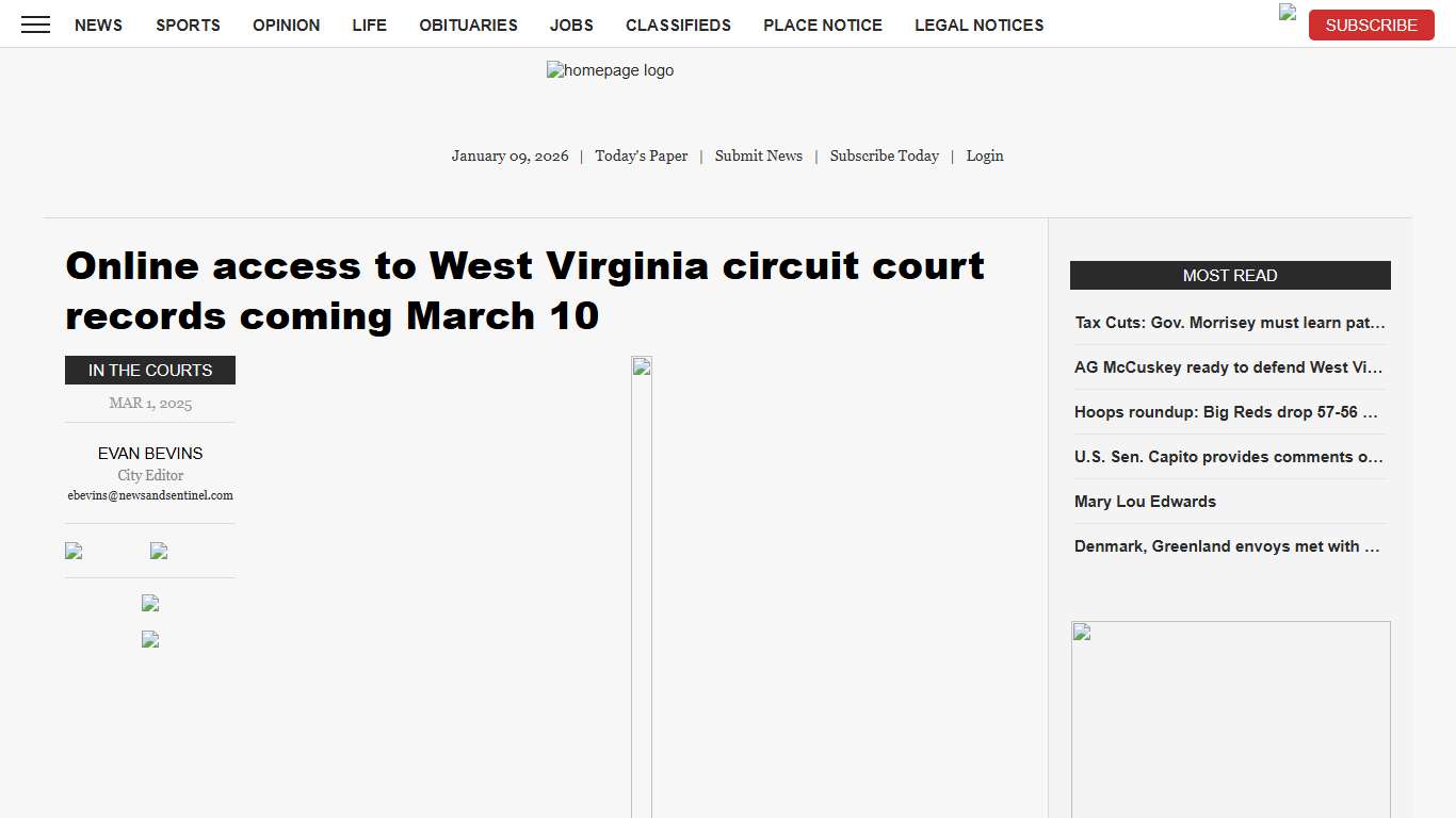 Online access to West Virginia circuit court records coming March 10 News, Sports, Jobs - News and Sentinel